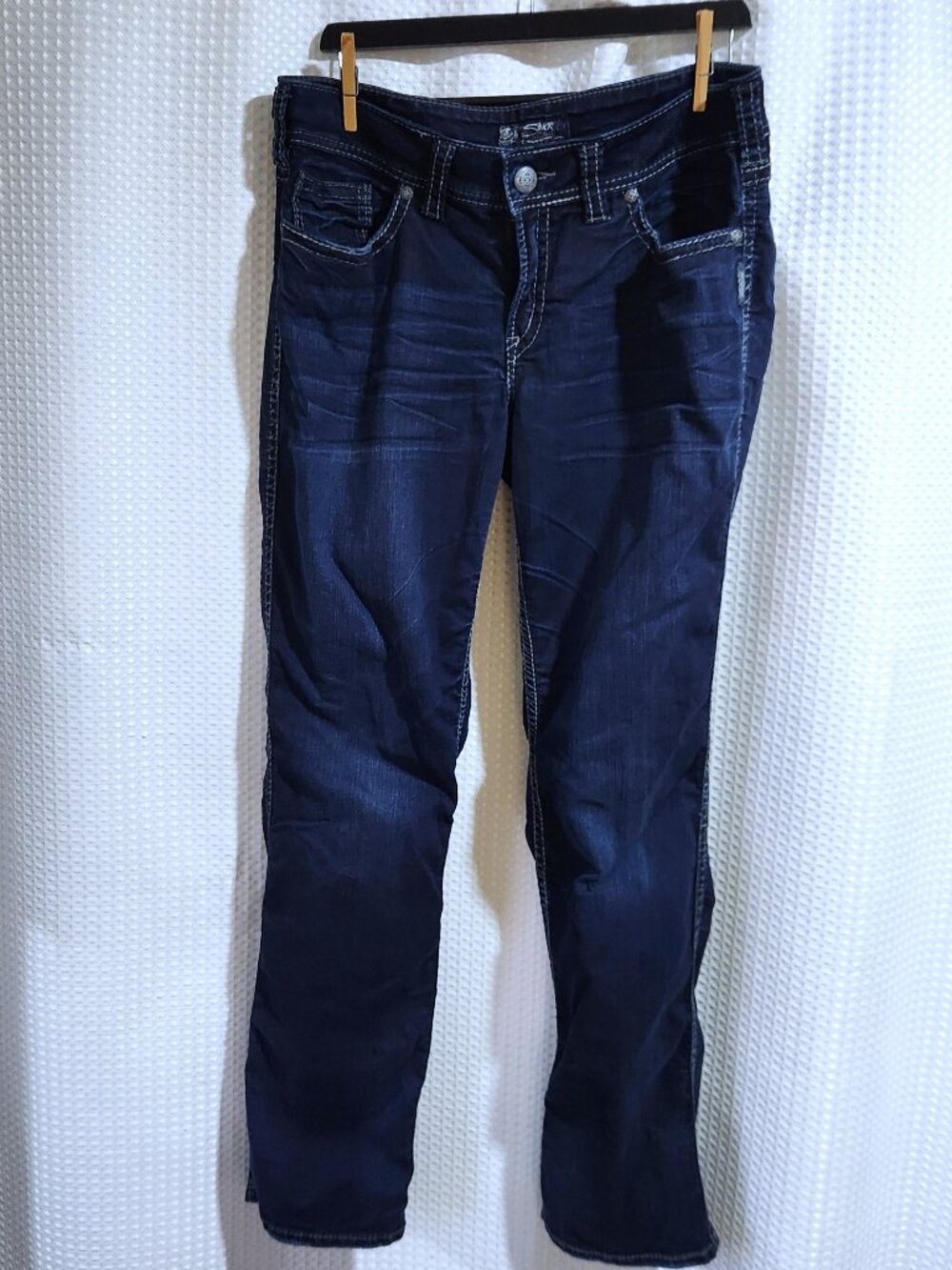 Silver Jeans Suki Mid Slim Bootcut Jeans Womens 16 x 33 Tall Stretch Flap Pocket